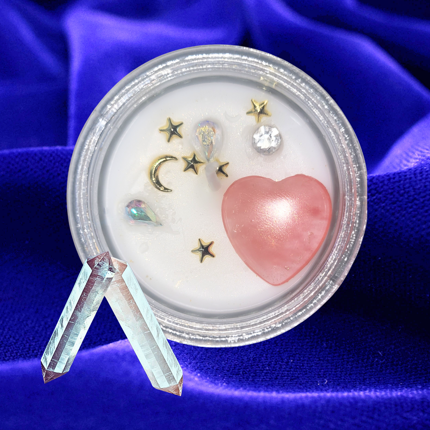 Love Spell Candles: Cherry Quartz Heart Soy Candles for Romantic Rituals