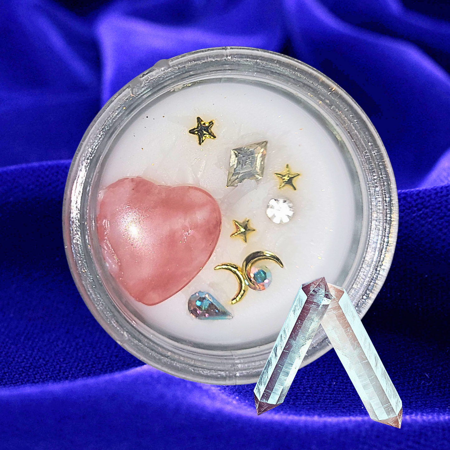 Love Spell Candles: Cherry Quartz Heart Soy Candles for Romantic Rituals