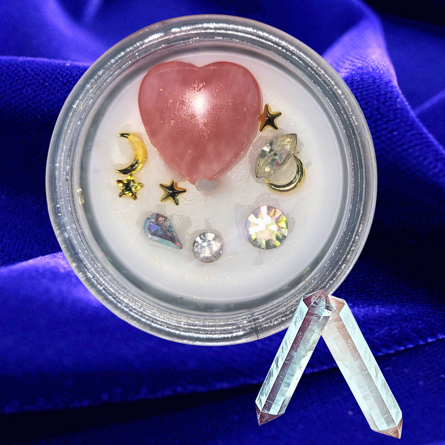 Love Spell Candles: Cherry Quartz Heart Soy Candles for Romantic Rituals