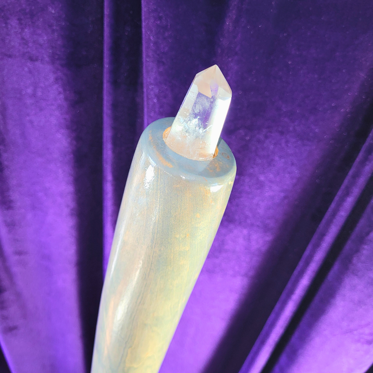 Angels’ Protection Power Staff – Silver Madrone & Angel Quartz, 67.5”