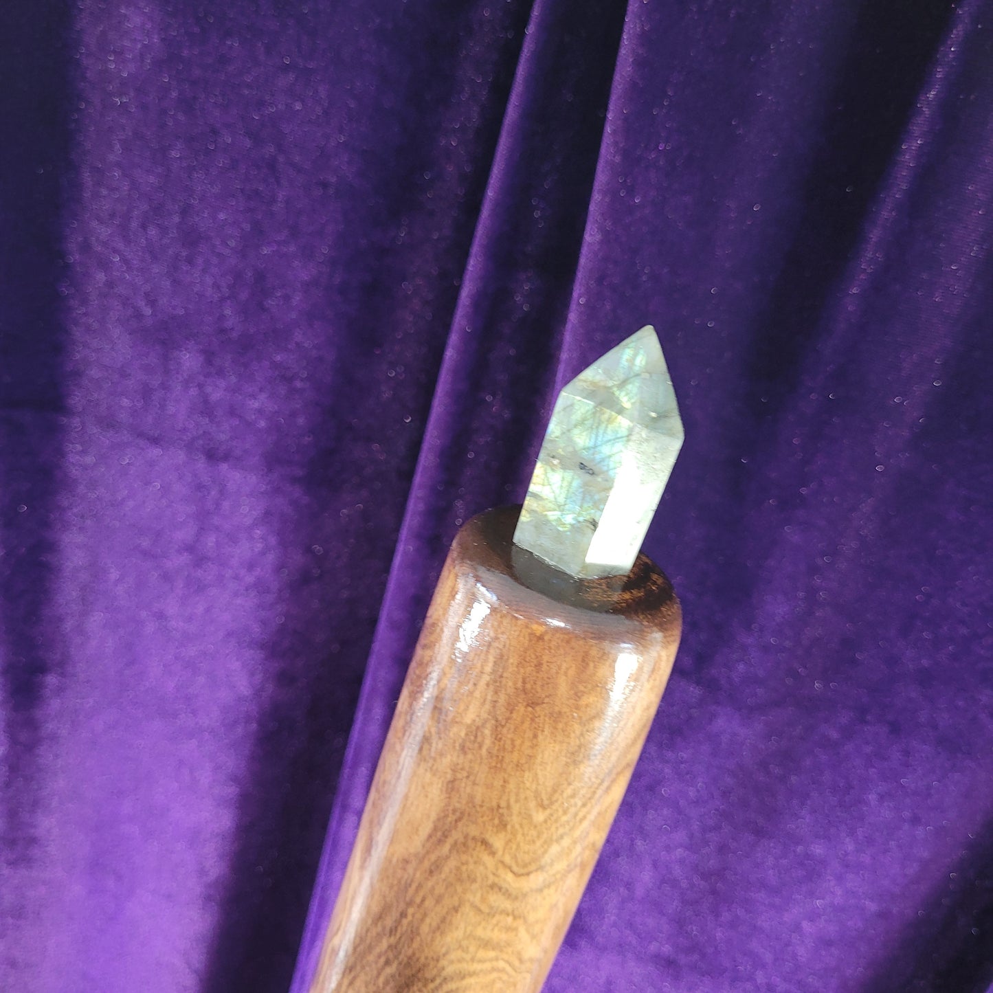 Light Bringer Reflection Staff – Madrone & Chatoyant Labradorite, 68.5”