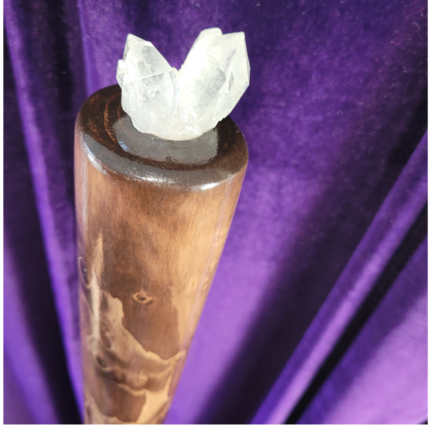Power of Three Warlock Staff – Grand Fir & Triple Quartz Crystal, 62”