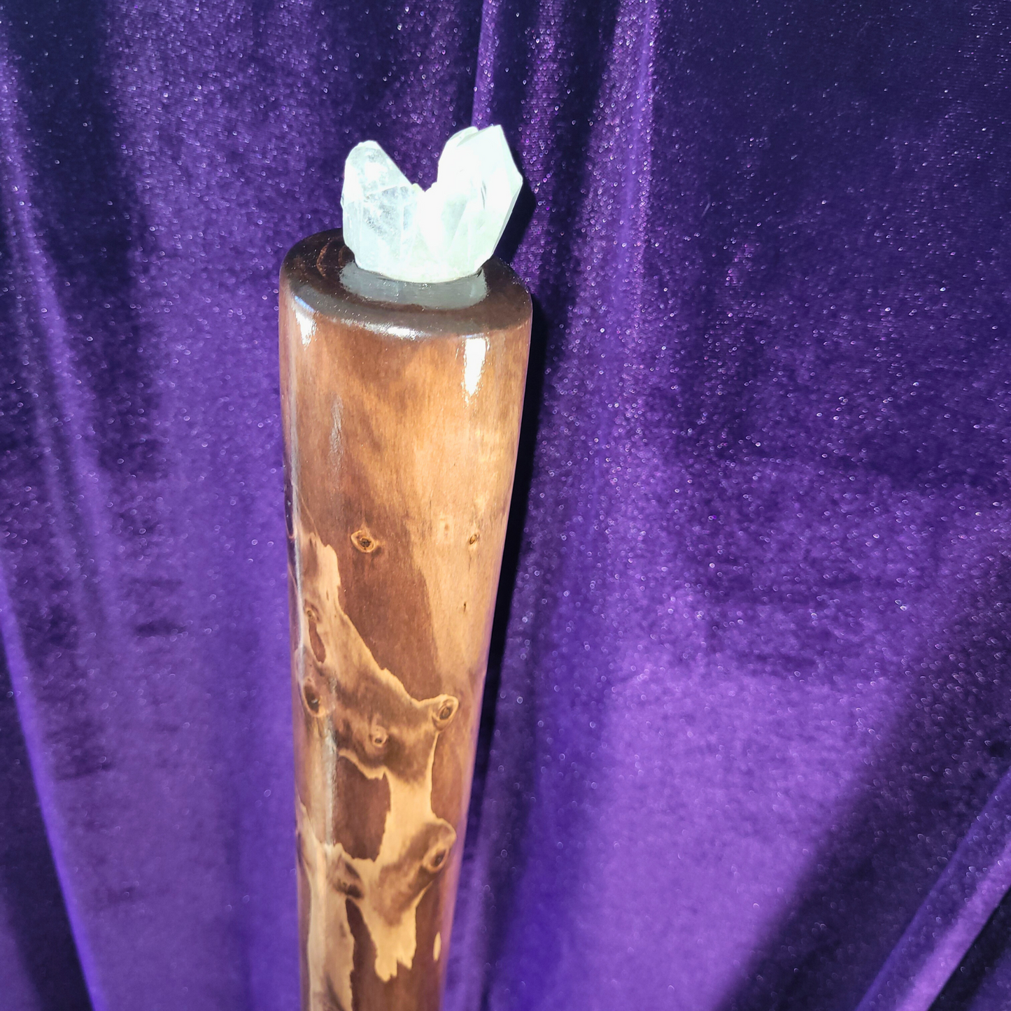 Power of Three Warlock Staff – Grand Fir & Triple Quartz Crystal, 62”