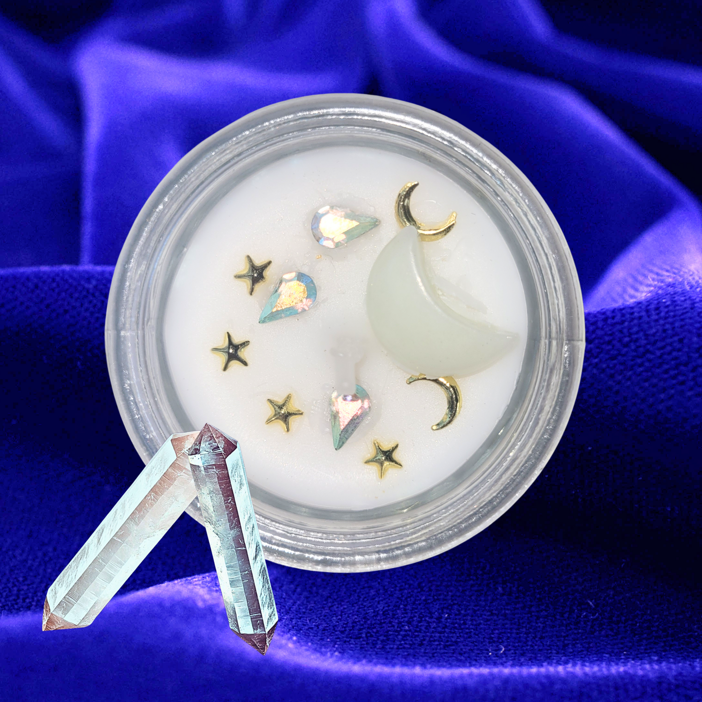 Magick Moon Manifestation Candles: Gemstone-Adorned Lunar Ritual Soy Candles