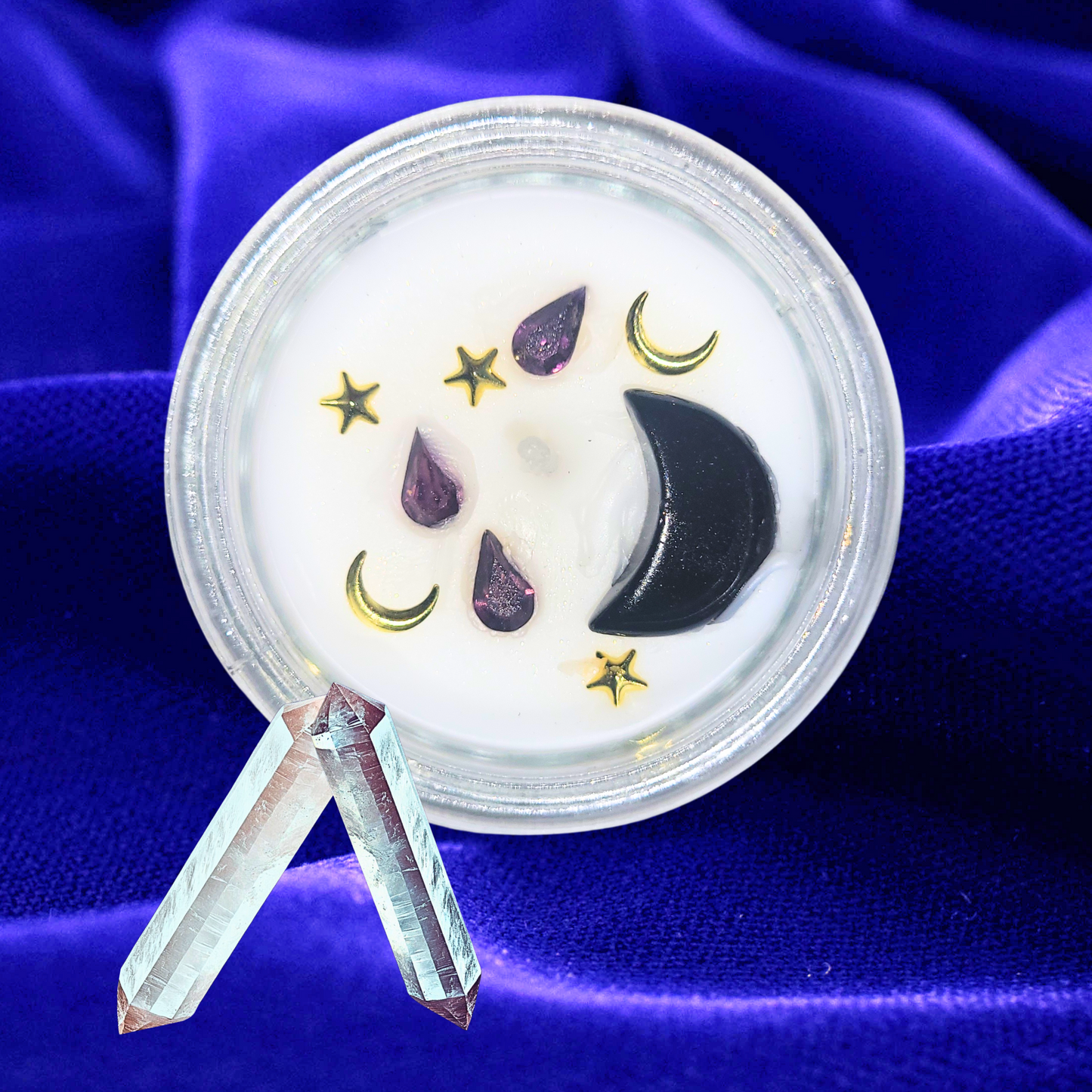 Magick Moon Manifestation Candles: Gemstone-Adorned Lunar Ritual Soy Candles