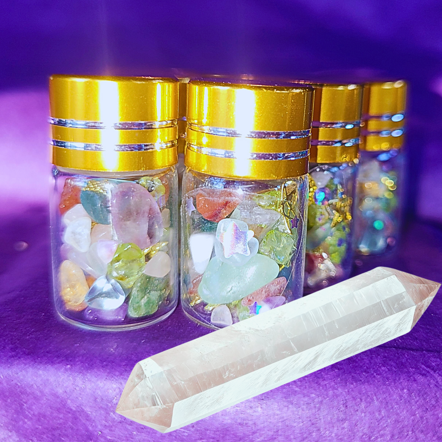 Crystal Cleansing Bottles with Celestial Energy &amp; Spiritual Renewal Ritual