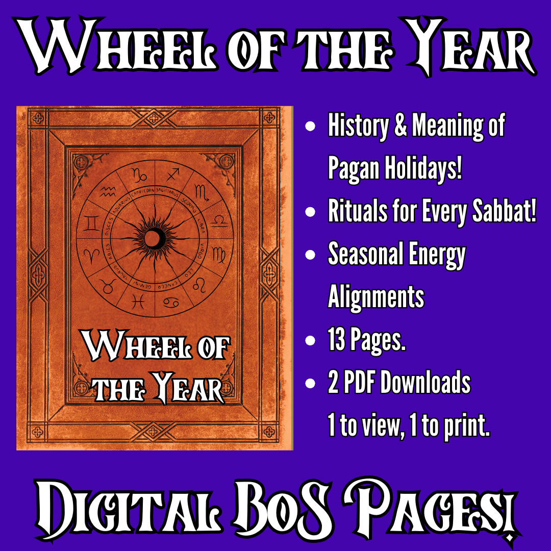 Wheel of The Year Pagan Holiday Calendar Digital BoS Sheets