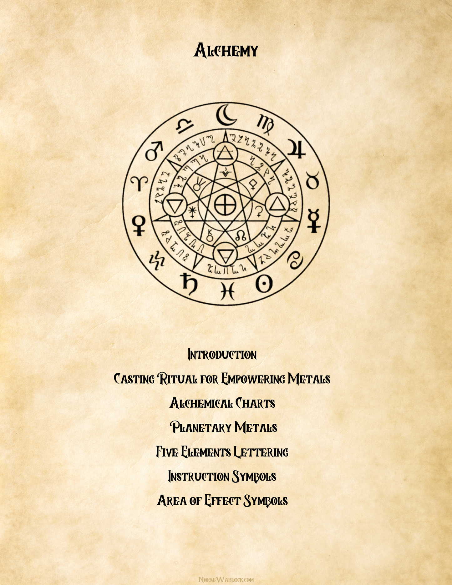 Alchemy Symbols & Secrets Printable - Grimoire Pages for Mystical Insights