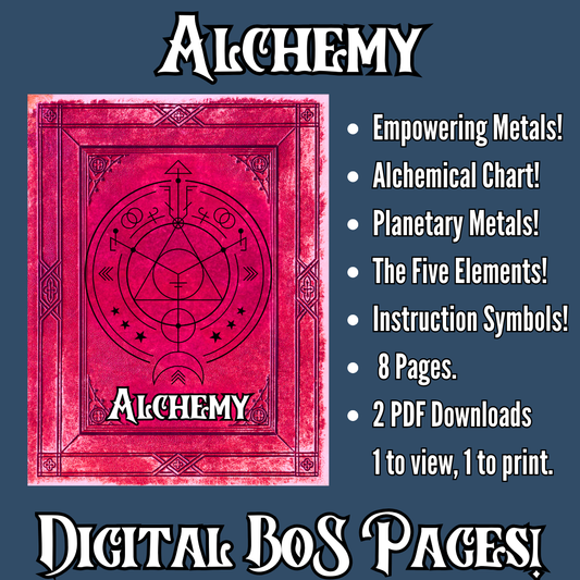 Alchemy Symbols & Secrets Printable - Grimoire Pages for Mystical Insights