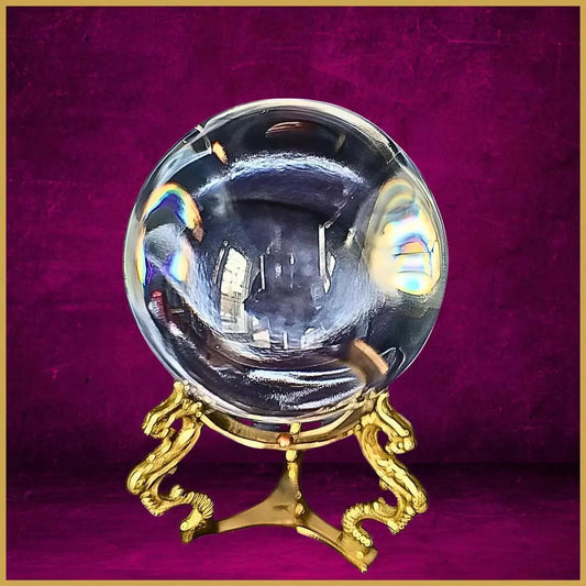 Crystal Ball in brass dragon base